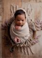 Boho style taupe newborn fringe layer, RTS!