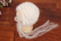 Mohair off-white baby bonnet prop for newborn photoshoot, RTS!