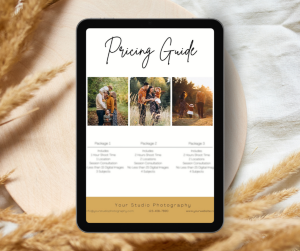 Photography Pricing Guide Canva Template