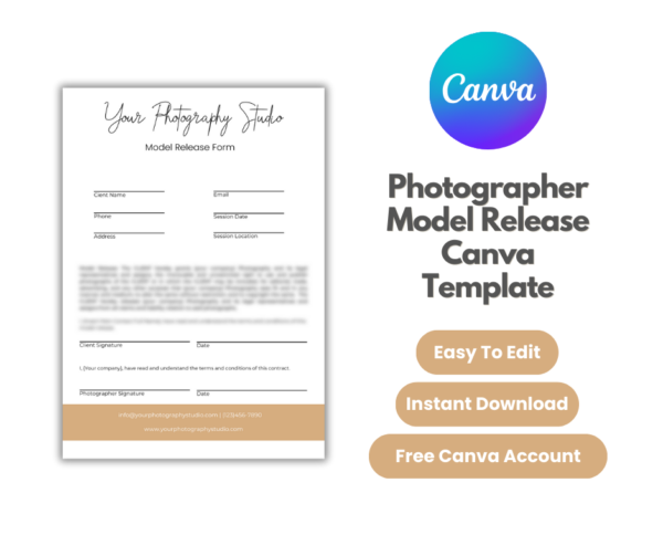 Photography Model Release Form Canva Template