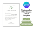 Photography Print Release Form for Photography Clients Editable Canva Template